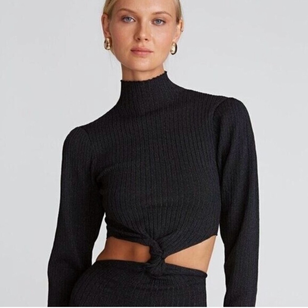 Amur Rosemary Bamboo Knit Twist Dress Retail price $528 Sz M Black Beautiful